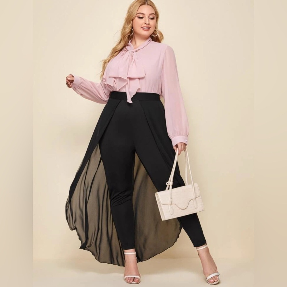 Leggings with a chiffon overlay